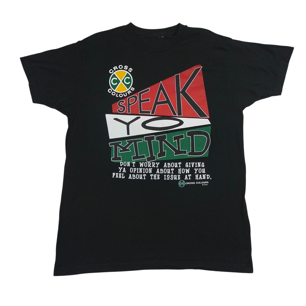 Cross Colours Speak Yo Mind Graphic T-Shirt Black Mens Medium 2020 CC Logo